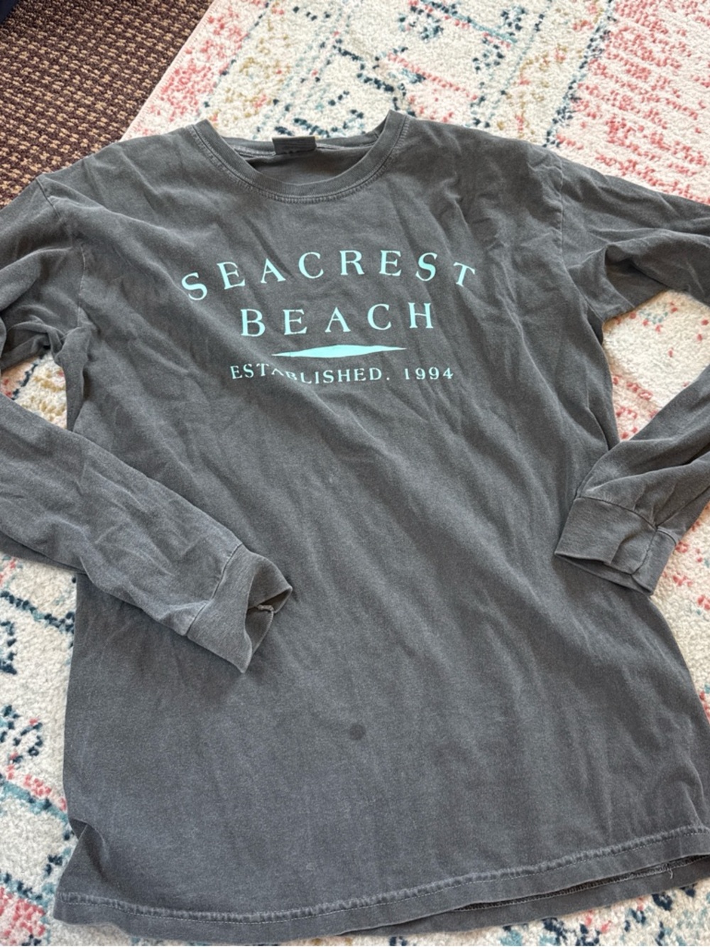 Comfort Colors Seacrest Beach Long Sleeve Tee in Gray with Mint Logo